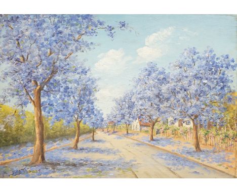 A. Thomas, Suburban street scene, signed, Impressionist on board, 28 x 40cm