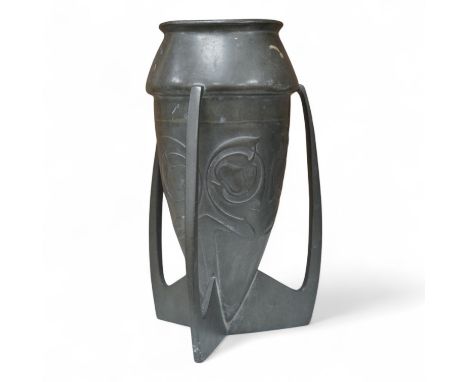Archibald Knox, a Liberty &amp; Co. Tudric pewter vase, numbered 0226 to the base, 19cm high