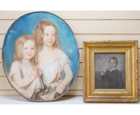John Raphael Smith (1751-1812), Portrait of a young boy, pastel on canvas, inscribed verso, together with another work, Two y