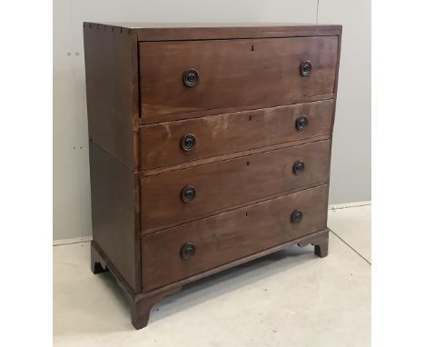 A 19th century mahogany secretaire chest, width 93cm, depth 45cm, height 104cm
