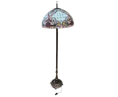 A Tiffany style leaded stained glass standard lamp, height 158cm