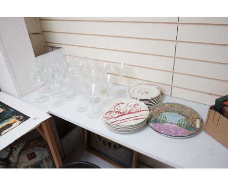 A Pierre Frey ‘Gonesse’ Limoges part dinner service, two Villeroy and Boch ‘Jardins Francais’ dinner plates, with a collectio