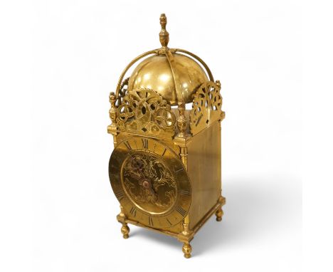 A small brass lantern clock, 26cm high