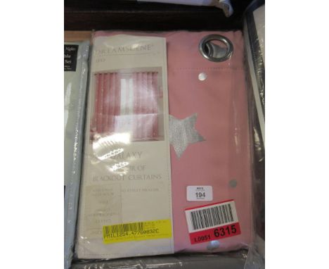 Saucier Galaxy Eyelet Blackout Thermal Curtains, Curtain Colour: Pink, Panel Size: Width 117cm x Drop 137cm, RRP £22.99