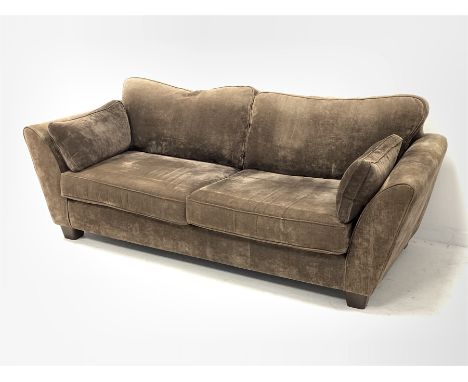 Barker and Stonehouse - three seat sofa, upholstered in brown fabric, (D96cm, W237cm)  - Condition Report 