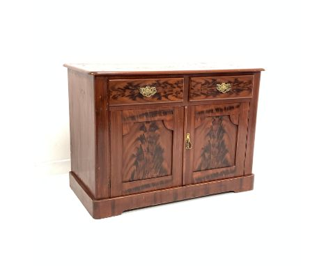 Victorian Scumbled pine cupboard, with two drawers over two panelled cupboards enclosing shelf, skirted base, W106cm, H75cm, 