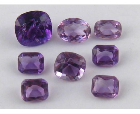 A mixed lot of loose polished amethysts, approx 66 carats total. V.A.T. will be added to the hammer on this lot.

