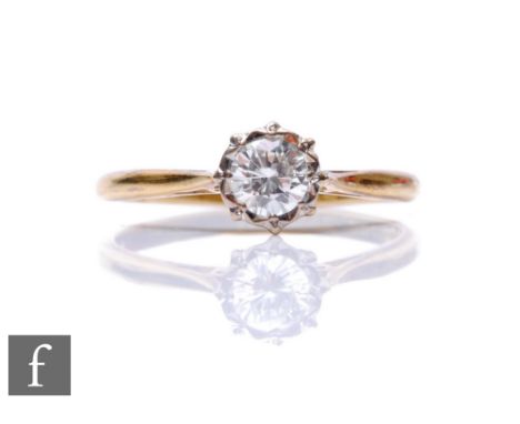 An 18ct hallmarked diamond solitaire ring, brilliant cut stones, weight approximately 0.50ct, colour G/H, clarity SI1 to knif