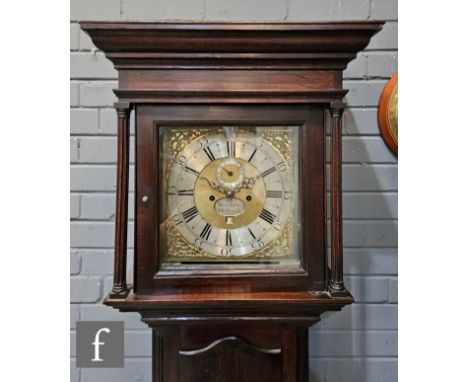 An 18th Century and later mahogany crossbanded longcase clock by O Brandreth Middlewich, eight day striking movement with mat