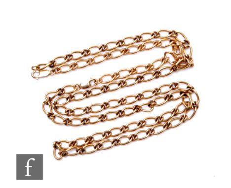 A 9ct hallmarked fancy open curb and rope twist chain, weight 58g, length 90cm. terminating in lobster clasp. 
