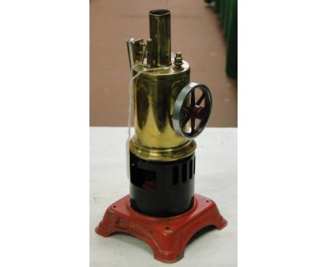 A brass mounted live steam powered model stationary engine,height 8.5".