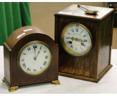 Lerolle Freres Paris striking clock & an inlaid Swiss clock (2)