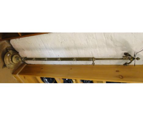 Antique telescopic brass standard lamp with 3 branch light fitting