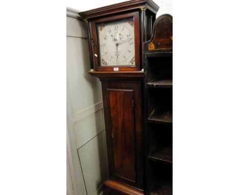 A 19th century 30-hour long cased clock, having a square painted dial, marked Rob Apps, Battle, in mahogany case.
