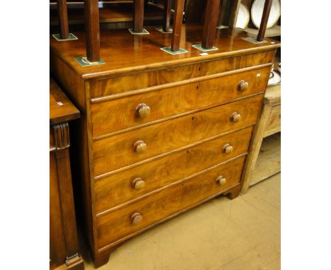 A 19th century mahogany chest of 4 long drawers on bracket feet