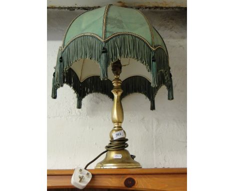 Brass table lamp & shade