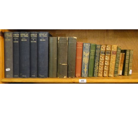 Shelf of leatherbound & other history books