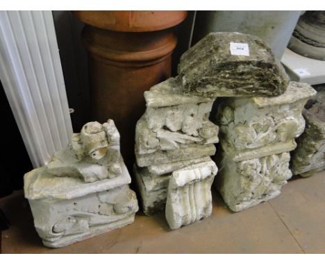 8 Various stone and plaster architectural mounts.