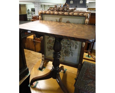 A Georgian mahogany tilt top occasional table and a firescreen.