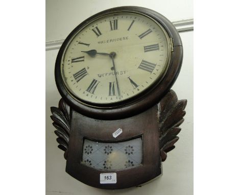A Mahogany cased drop dial wall clock by Waterhouse of Ticehurst