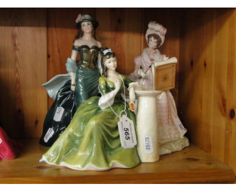 Royal Doulton figure "Secret Thoughts" & 2 Royal Worcester figures