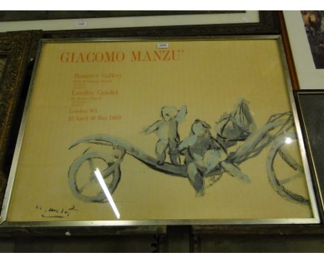Giacomo Manzu,art exhibition poster print 1969, 24" x 32", framed.
