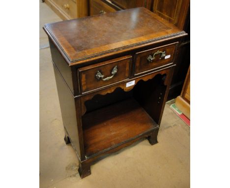 A small mahogany cabinet with 2 drawers and shelf under.