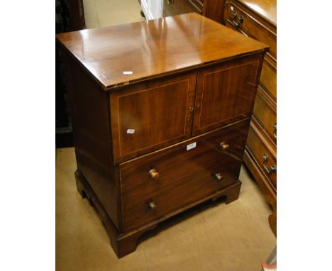 A 19th century mahogany cabinet with single drawer and bracket feet.