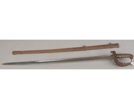 A British officers sword marked Henry Wilkinson Pall Man London, IV metal scabbard with shagreen grip and etched blade, appro
