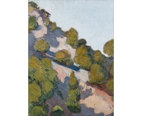 NIKOLAOS LYTRAS (1883-1927)Pente, île de Poros signé en grec en bas à gauchehuile sur toile62 x 46,5 cm. (24 7/16 x 18 1/8in.