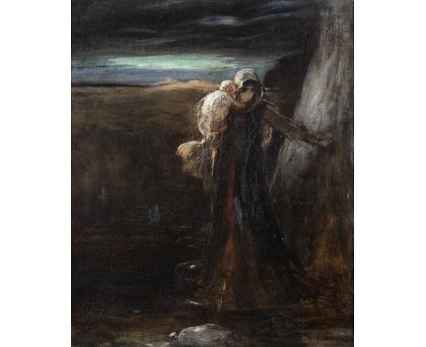 NICHOLAOS GYSIS (1842-1901)Fuite après le massacre de Psara signé des initiales 'N.G.' en bas au centre et inscrit au reversh