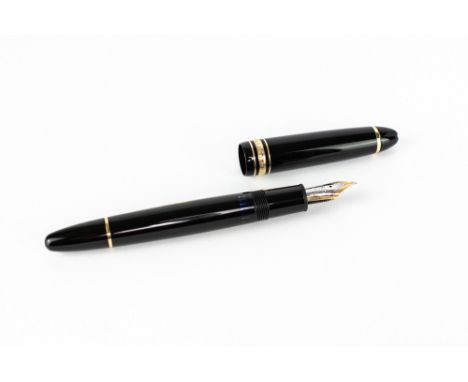 Montblanc Meisterstück Füllfederhalterum 1950/60, Nr. 149, Feder aus 585 Gold, mit rhodinierter Intarsie, Korpus und Kappe au