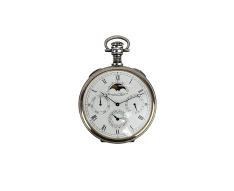 IWC Schaffhausen Taschenuhr'Lépine-Mondphasen-Taschenuhr', Ref. Nr. 5503-001, Handaufzug, 925 Silber, punziert, Gehäuse-Nr. 2