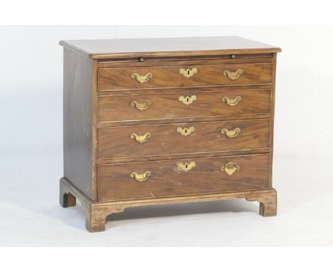 George III mahogany bachelor's chest, circa 1780, the top with a moulded edge over a pullout brushing slide and four long gra