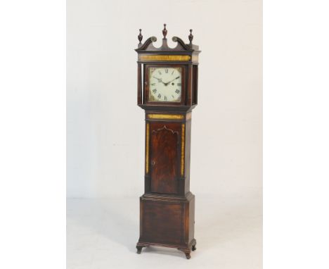 Rare dwarf longcase clock, by Lawson & Son, Hindley, early 19th Century, the hood with swan neck pediment and three turned fi