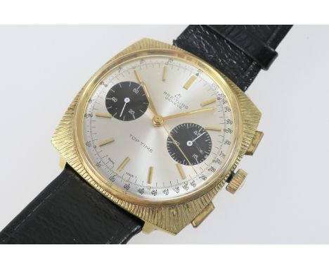 Breitling gold plated 'Top Time' chronograph gent's wristwatch, circa 1966, Ref. 2009, with Panda dial, manual wind movement 