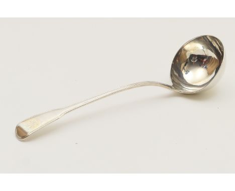 George III silver fiddle and thread pattern soup ladle, by Richard Crossley &amp; George Smith, London 1808, 33.5cm, weight a