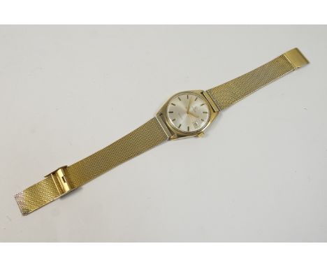 Omega gent's gold plated wristwatch, circa 1969, the dial with centre sweep seconds, baton numerals and date aperture, 30mm d