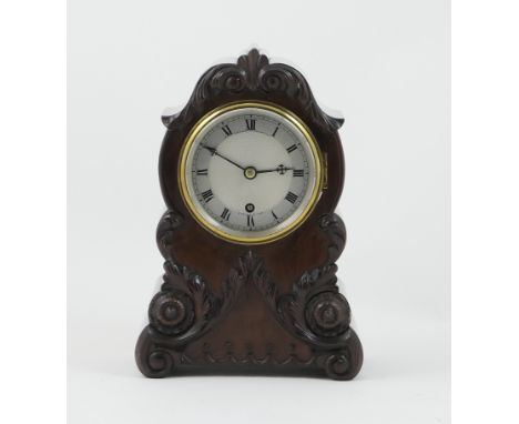 Fine George IV mahogany mantel timepiece by Bridgman & Brindle, London, circa 1825, the quality Cuban mahogany case carved wi