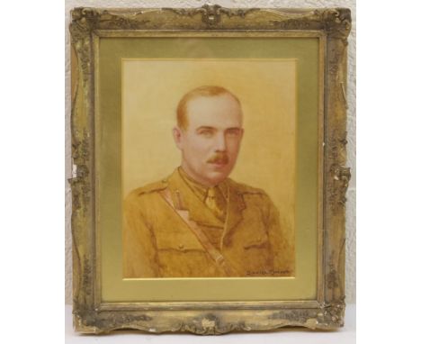 Baxter Morgan (active 1905-32), Portrait of an officer of The Great War, watercolour, signed, 24cm x 19cm 