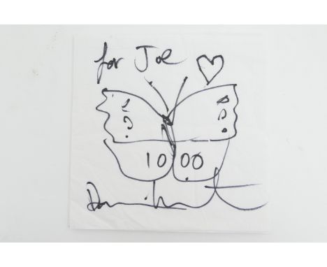 Damien Hirst (b.1965), 'Butterfly 1000', felt tip pen on paper, signed and inscribed 'For Joe', 20cm x 20cm Provenance: Damie