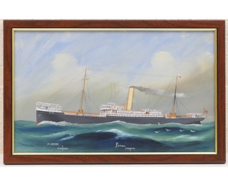 H Crane, (active circa 1920s), Ship portrait of the Patani, Liverpool, signed and titled gouache, 25cm x 39cm 
