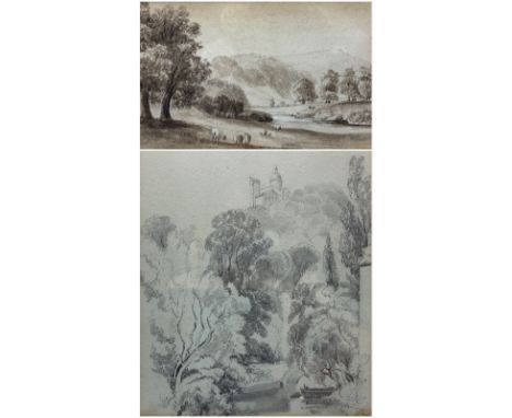 David Cox (British 1783-1859): 'Staghow from the Meadow Gate', sepia watercolour unsigned, attributed on mount and labelled v