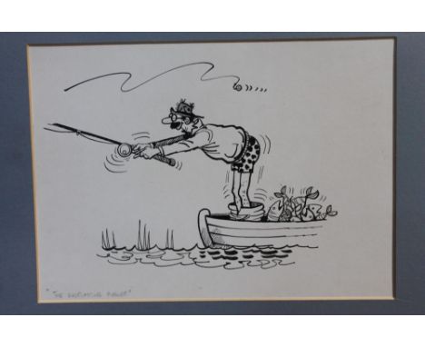Stanley McMurty 'Mac' (born 1936) original pen and ink illustration 'The Everlasting Angler' from the book Hook, Line and Lau
