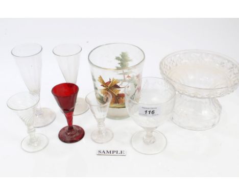 Collection of 18th and 19th century glassware - including glasses, dishes and beakers