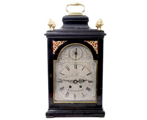 George III and later bracket clock with arched silvered dial with slow / fast dial in arch, signed - James Howden Edinburgh, 