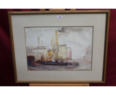 Cecil Arthur Hunt (1873 - 1965), watercolour - The Blue Barge, signed and dated 1916, in glazed gilt frame, 35cm x 51.5cm.  E