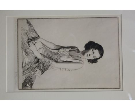 Howard Somerville (1873 - 1952), signed etching - portrait of a seated lady, Miss Norah Baring, dated 1932, in glazed frame, 