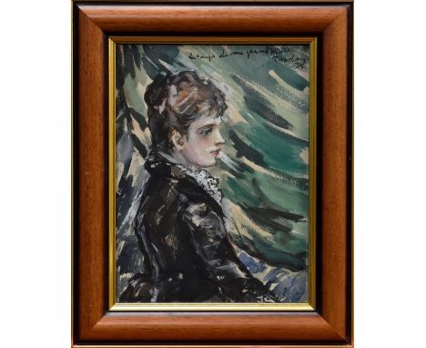 Baroness Hélène Propper de Callejón (nee Fould-Springer) (1907 - 1997), watercolour portrait inscribed 'du temps de ma grand-