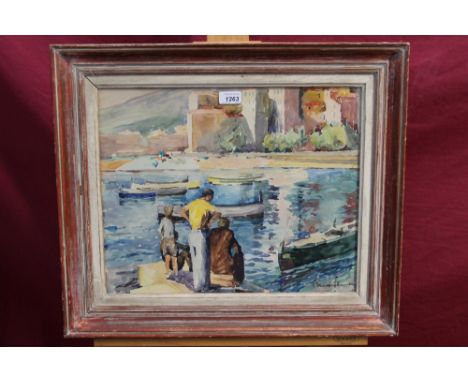 Early 20th century French School pencil and watercolour - Le Vieux Port de Toulon, indistinctly signed, in glazed frame, insc